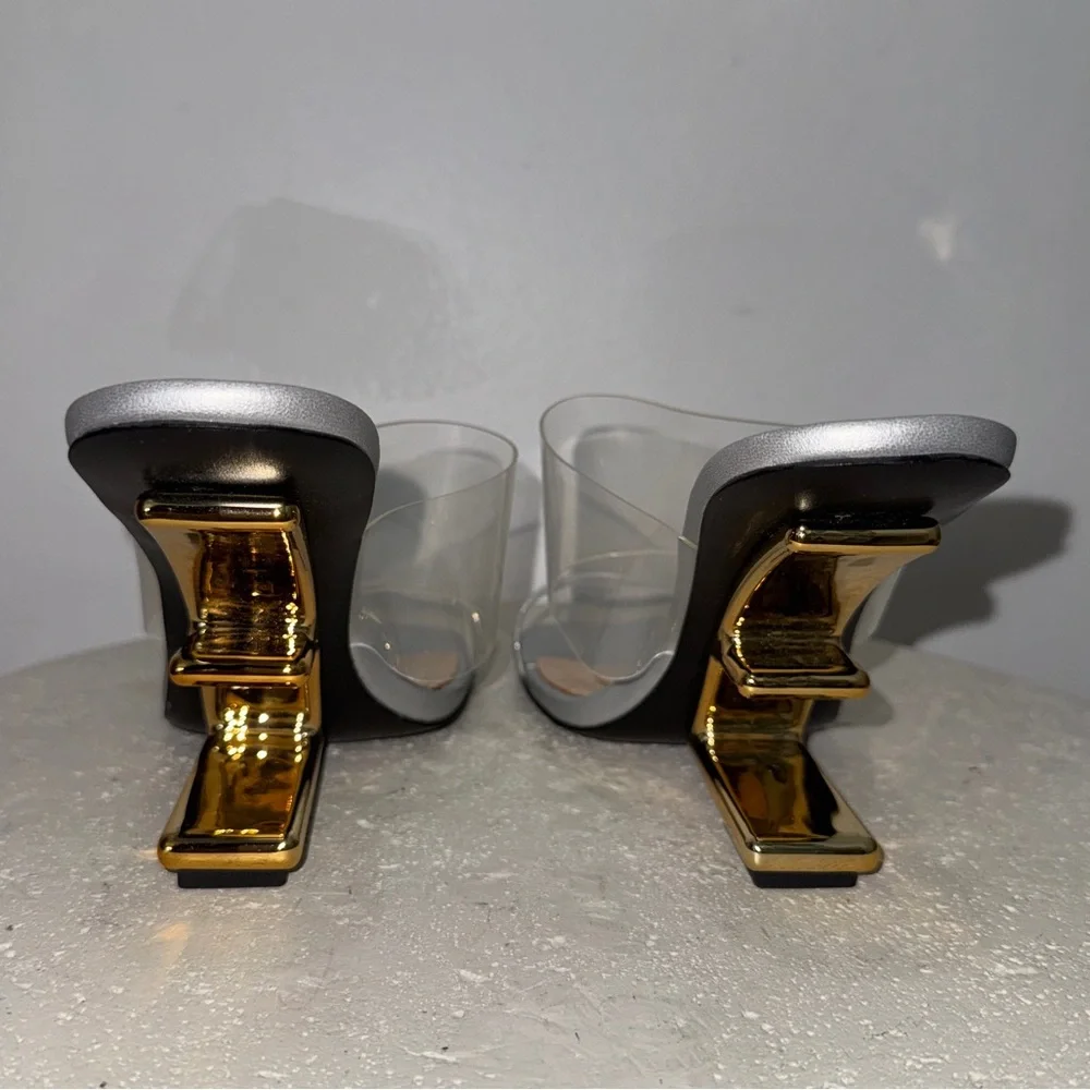 Luxury Clear Strap Sandals in Silver - Picture 7 of 11